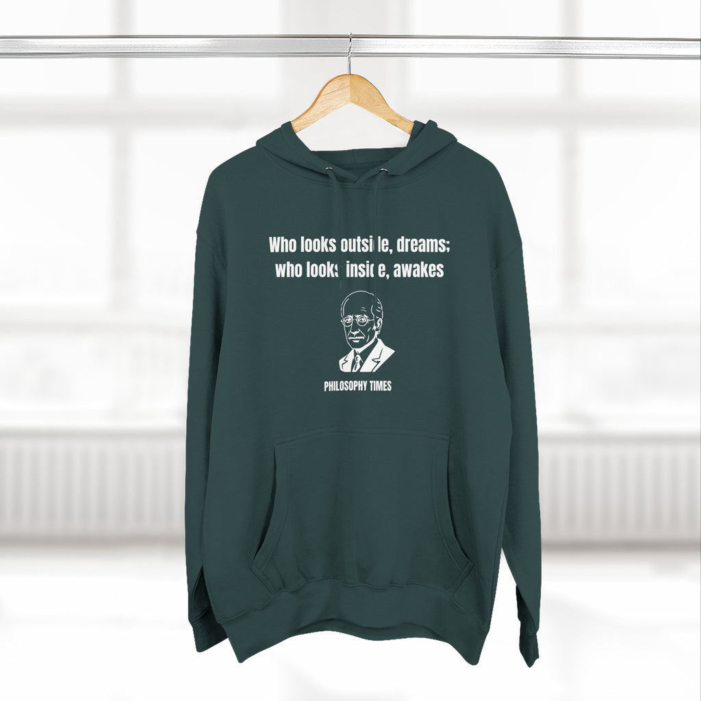 'Who Looks Outside Dreams' Carl Jung Quote Hoodie – Motivational Apparel