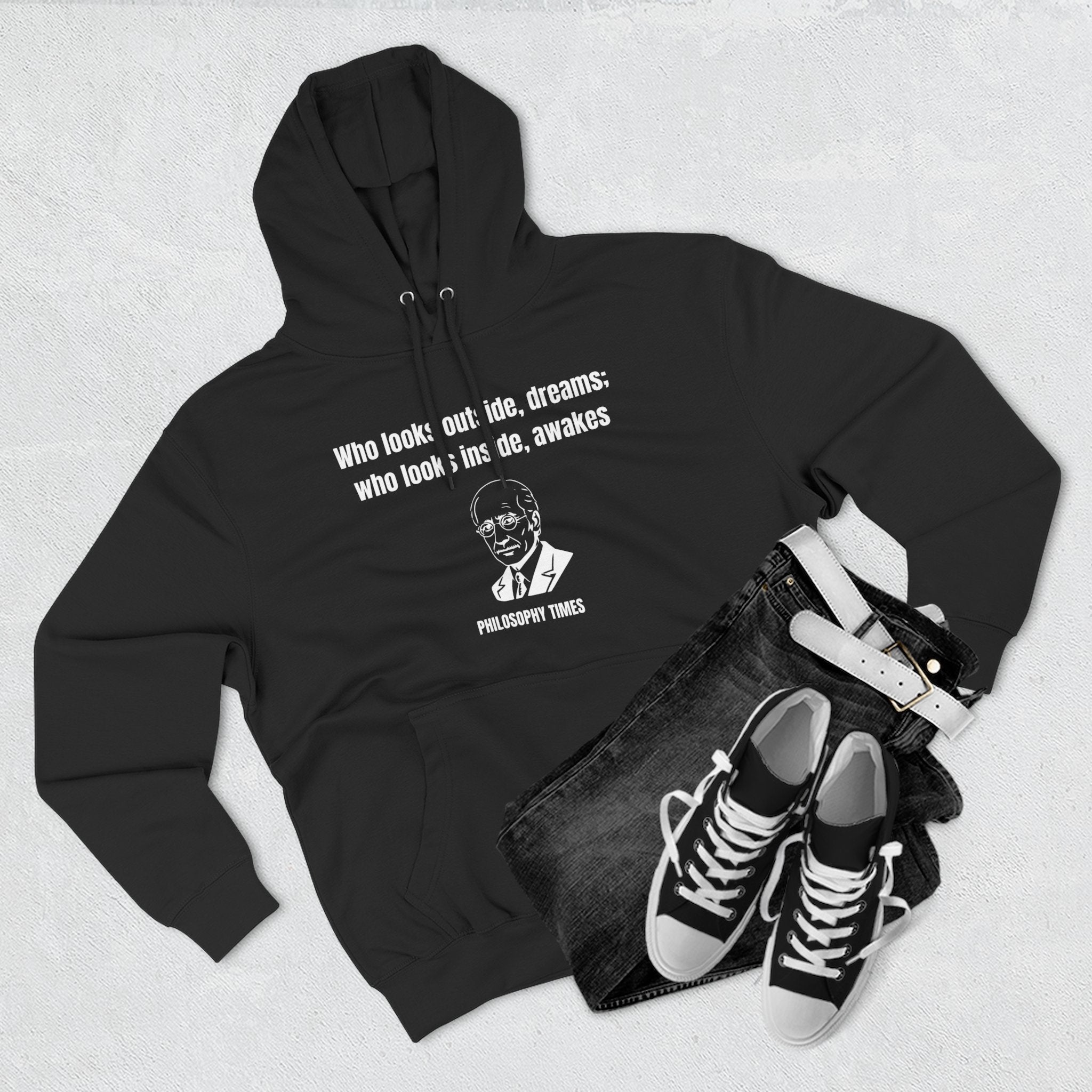'Who Looks Outside Dreams' Carl Jung Quote Hoodie – Motivational Apparel