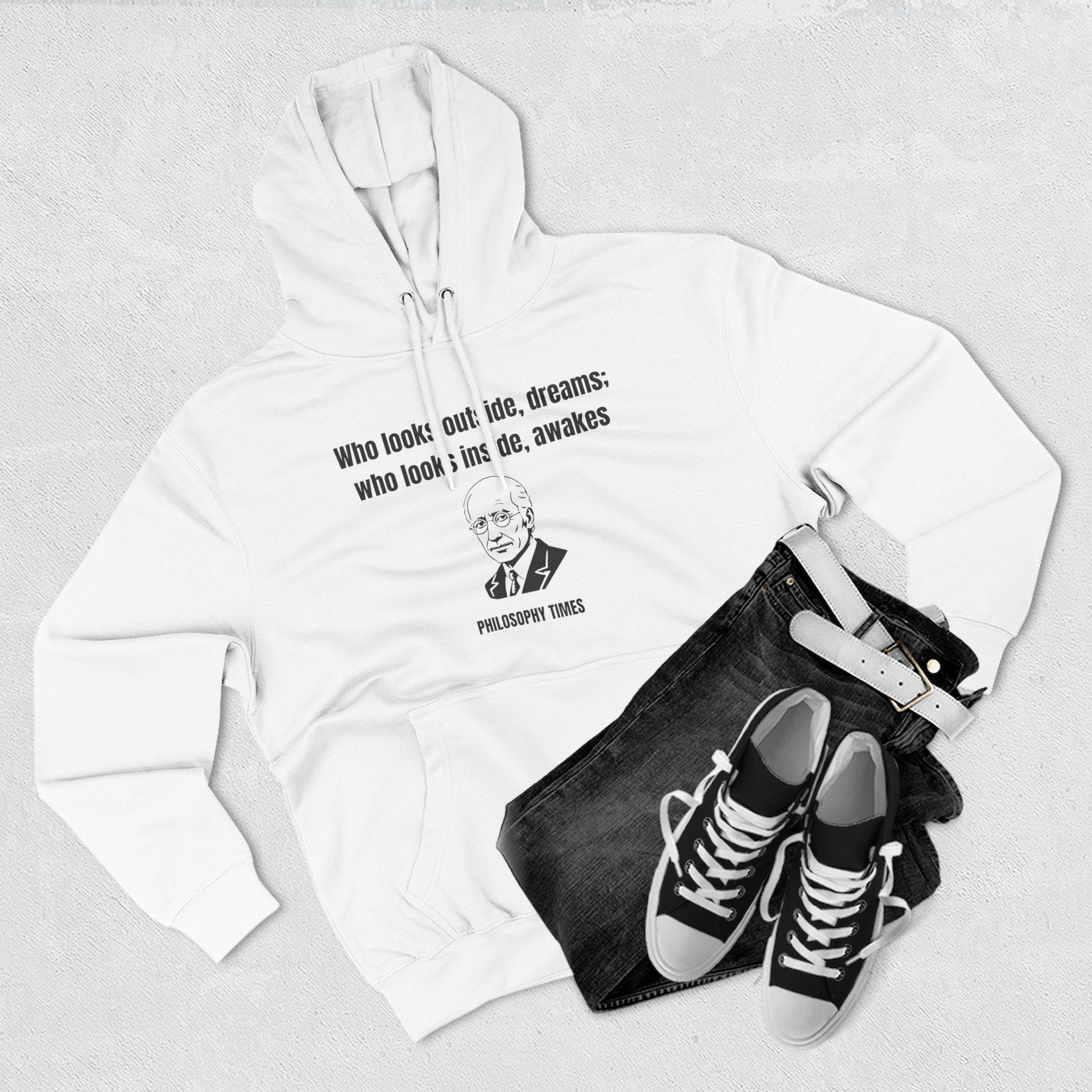 'Who Looks Outside Dreams' Carl Jung Quote Hoodie – Motivational Apparel