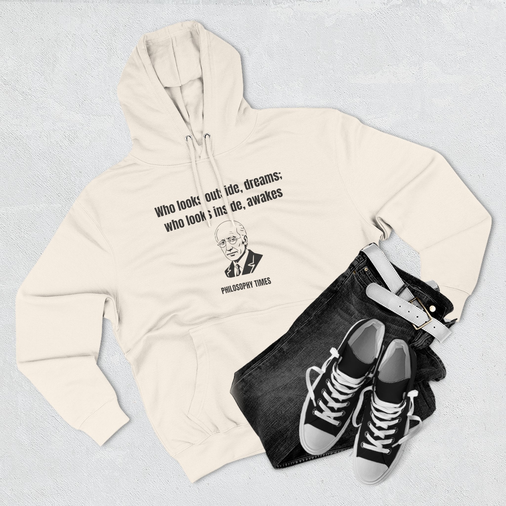 'Who Looks Outside Dreams' Carl Jung Quote Hoodie – Motivational Apparel
