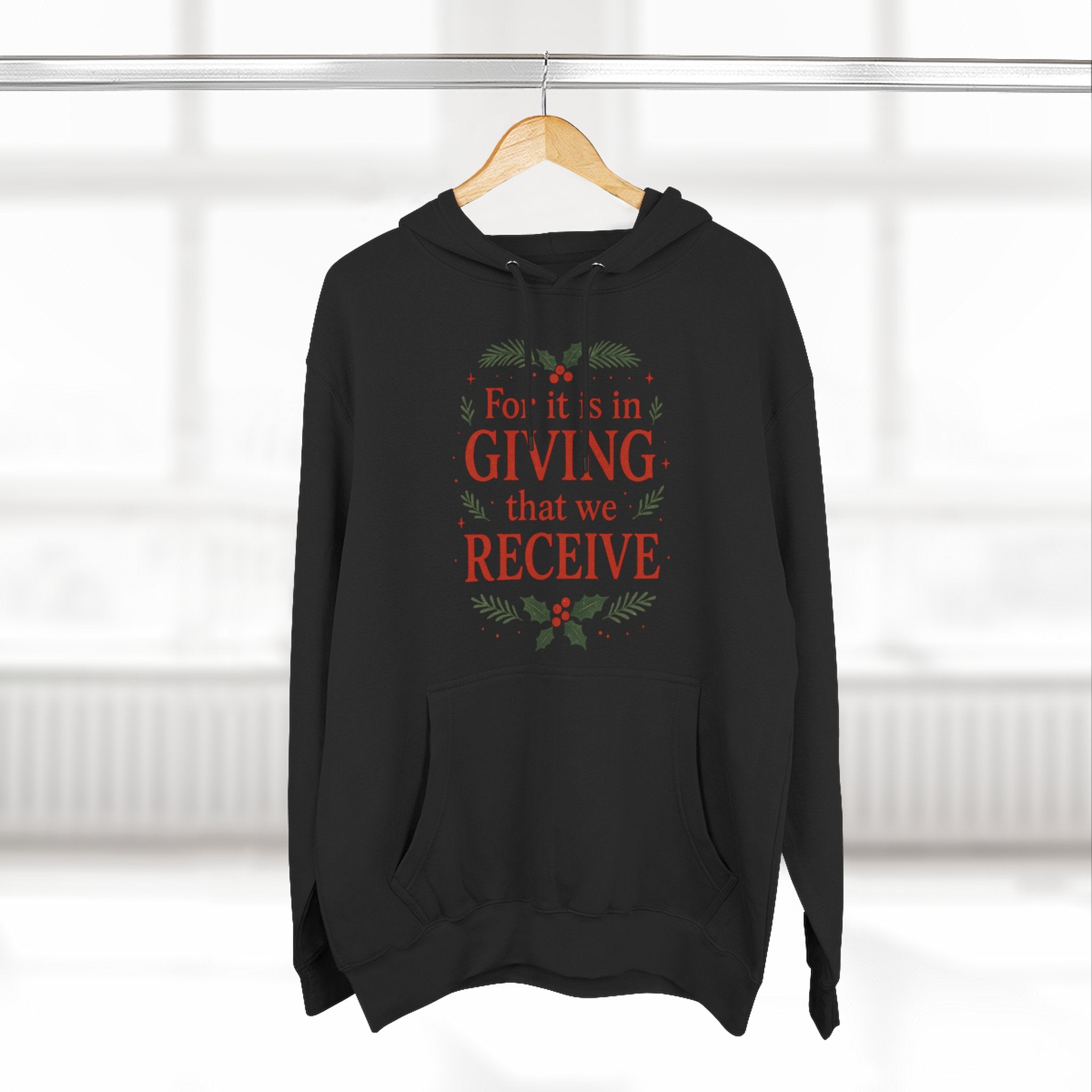 "For It Is In Giving That We Receive" Hoodie — Inspirational Christmas Fleece Pullover