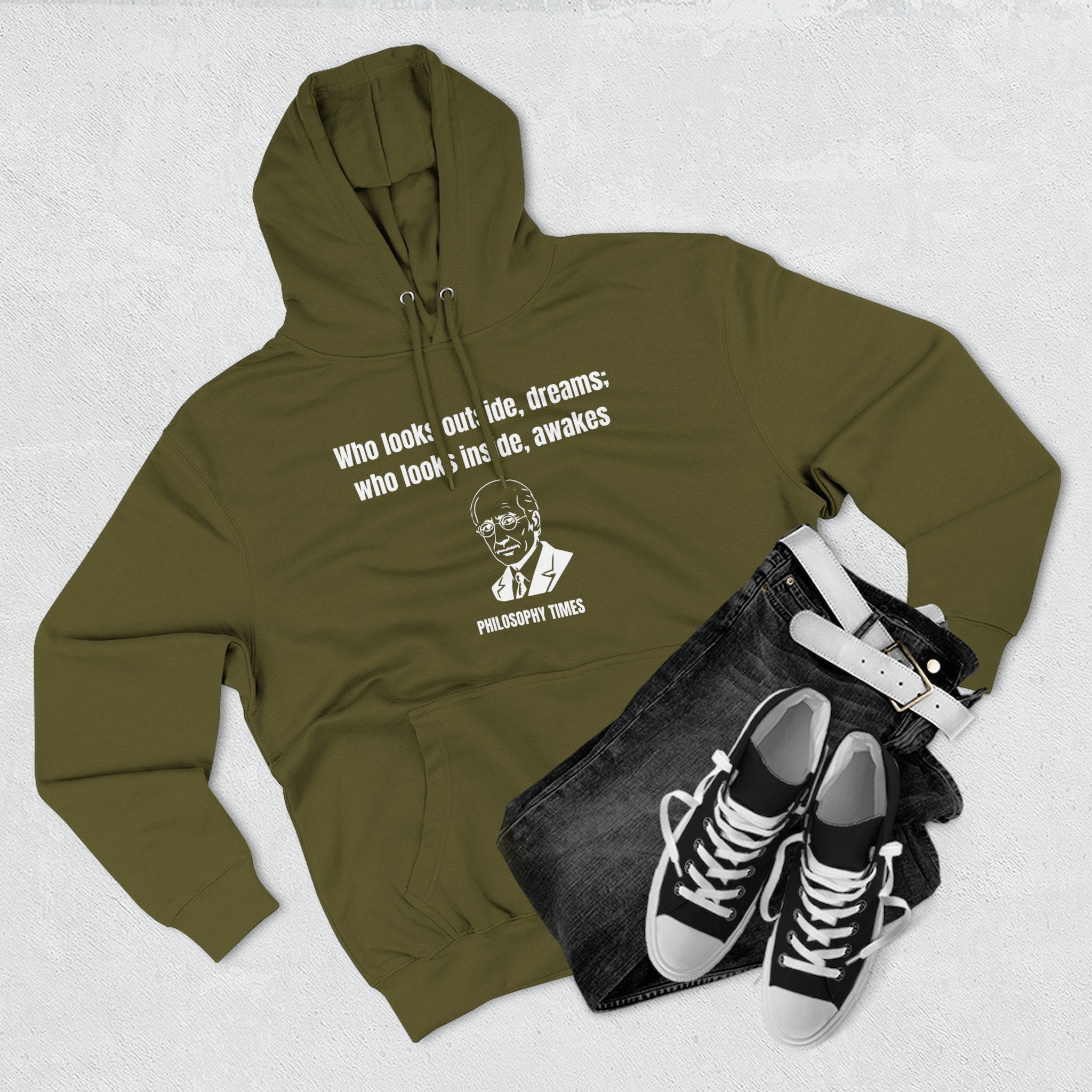 'Who Looks Outside Dreams' Carl Jung Quote Hoodie – Motivational Apparel