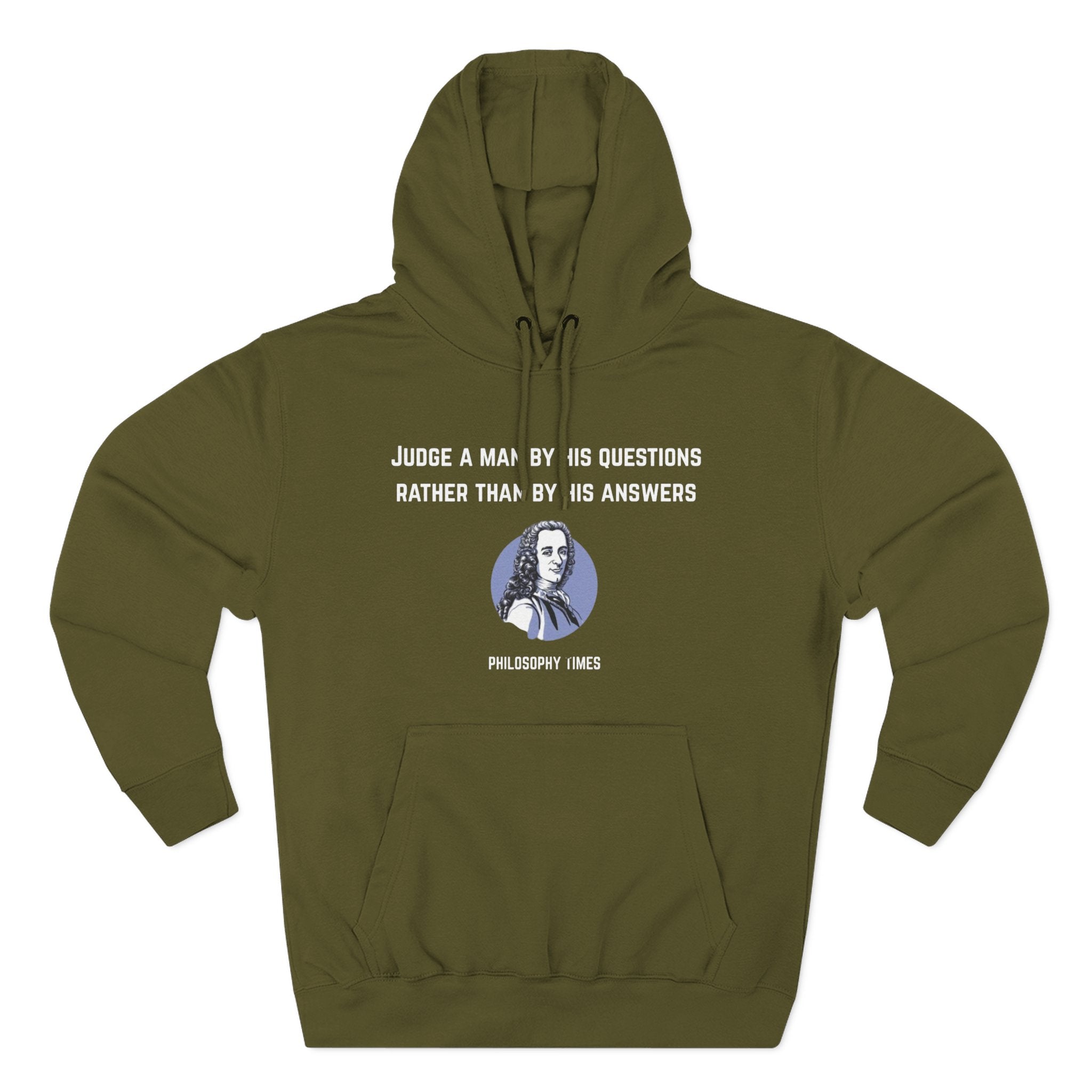 'Judge a Man by His Questions' Voltaire Quote Hoodie – Wisdom Pullover
