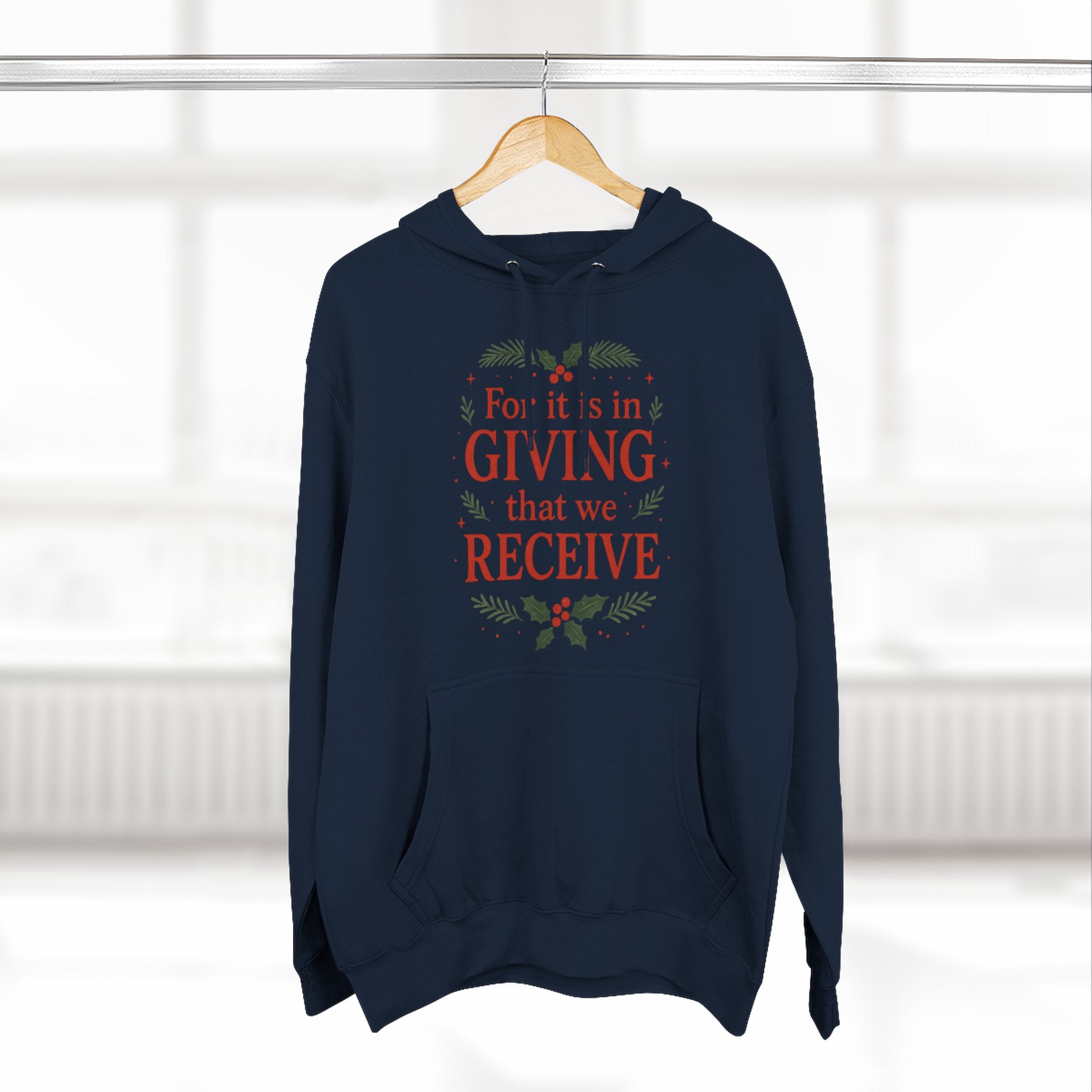 "For It Is In Giving That We Receive" Hoodie — Inspirational Christmas Fleece Pullover