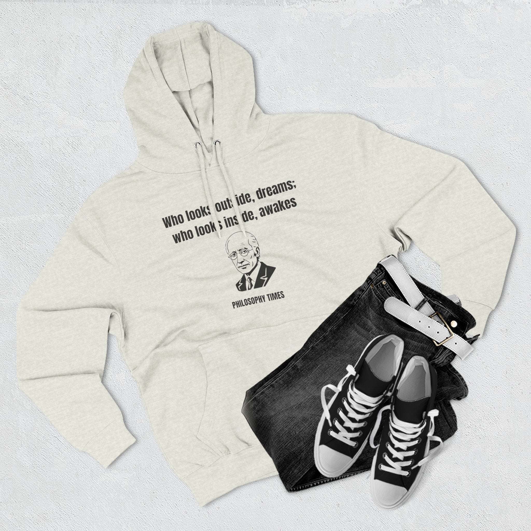 'Who Looks Outside Dreams' Carl Jung Quote Hoodie – Motivational Apparel