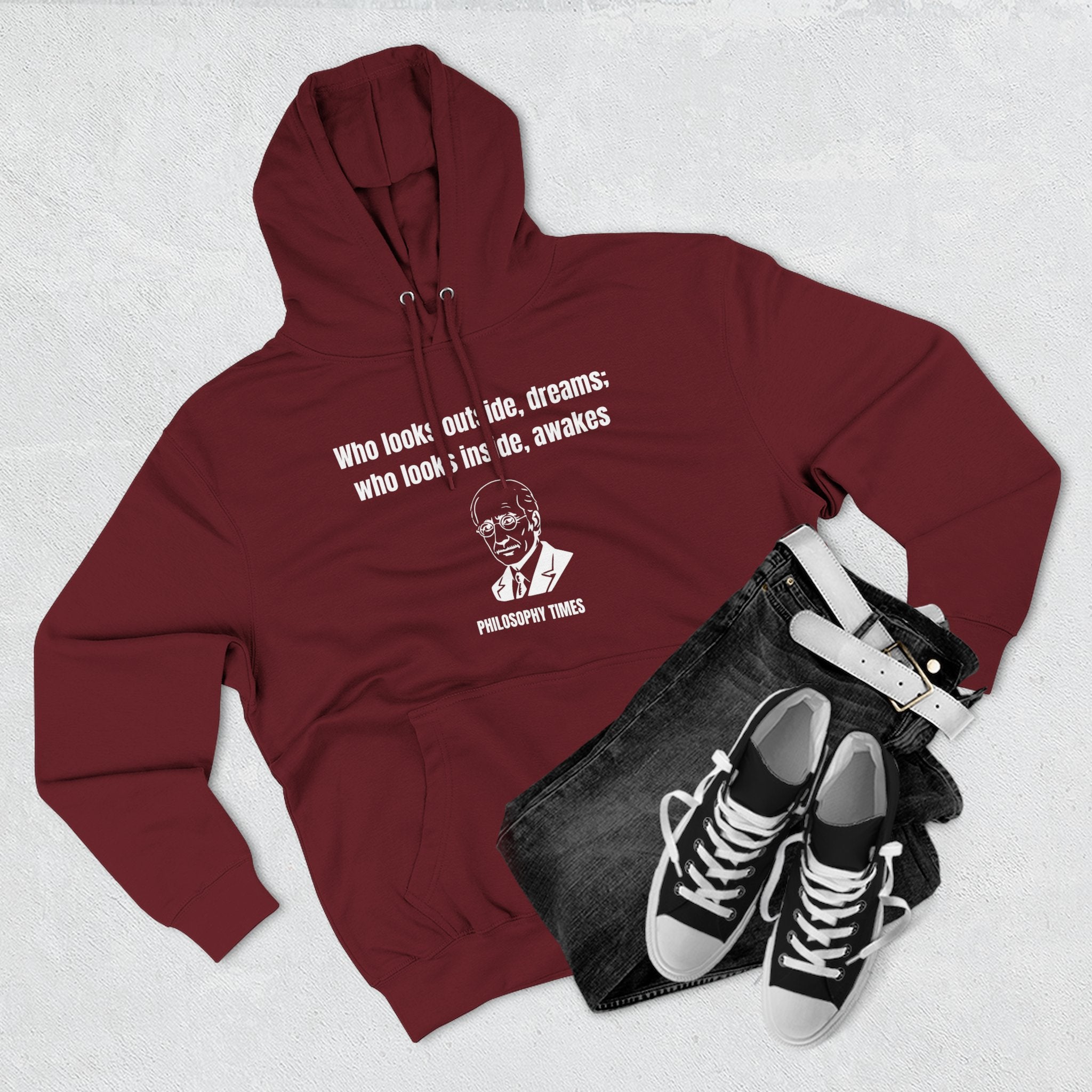 'Who Looks Outside Dreams' Carl Jung Quote Hoodie – Motivational Apparel
