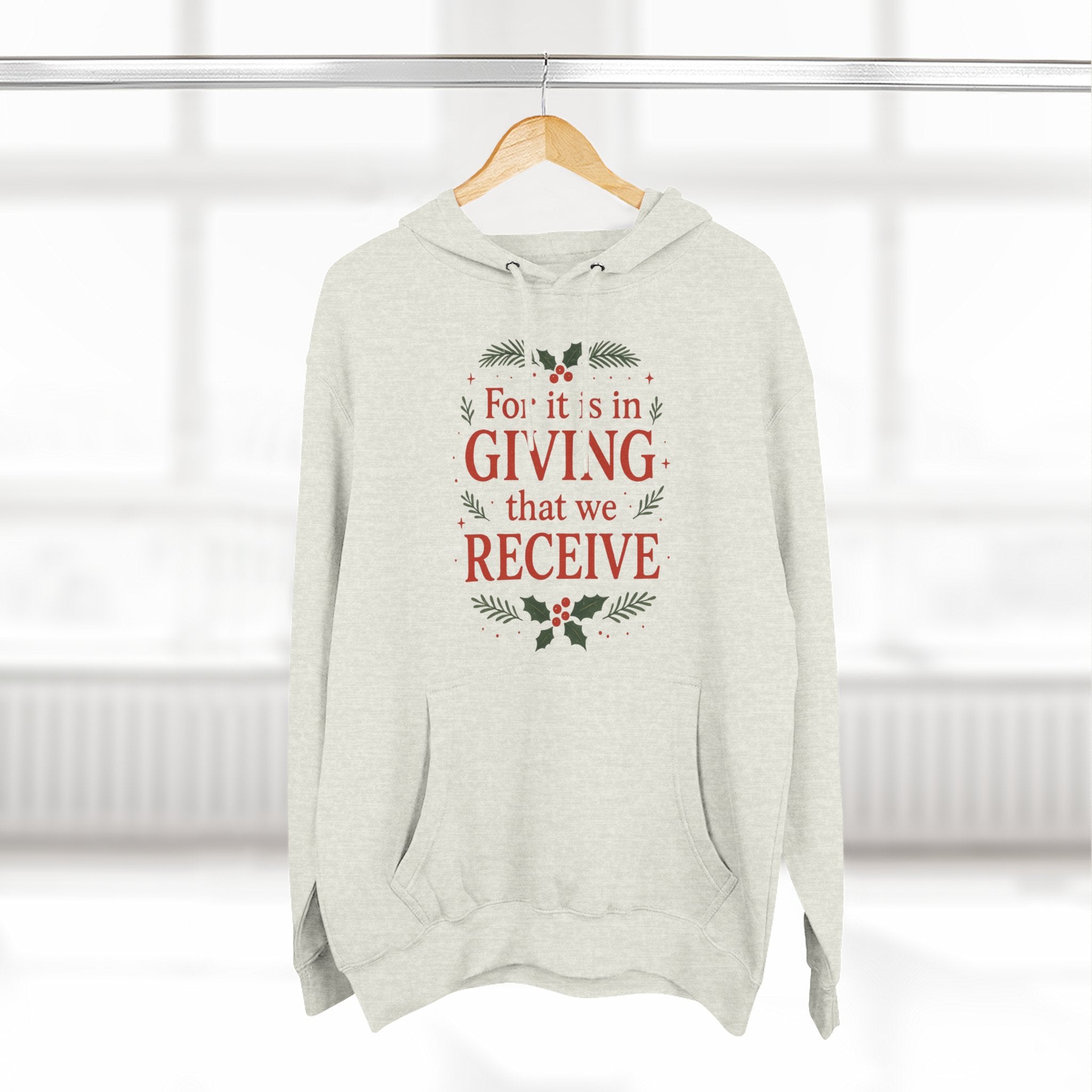 "For It Is In Giving That We Receive" Hoodie — Inspirational Christmas Fleece Pullover