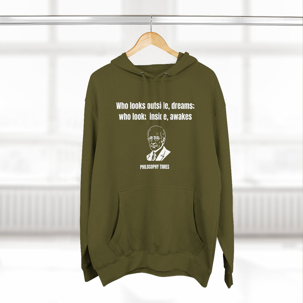 'Who Looks Outside Dreams' Carl Jung Quote Hoodie – Motivational Apparel