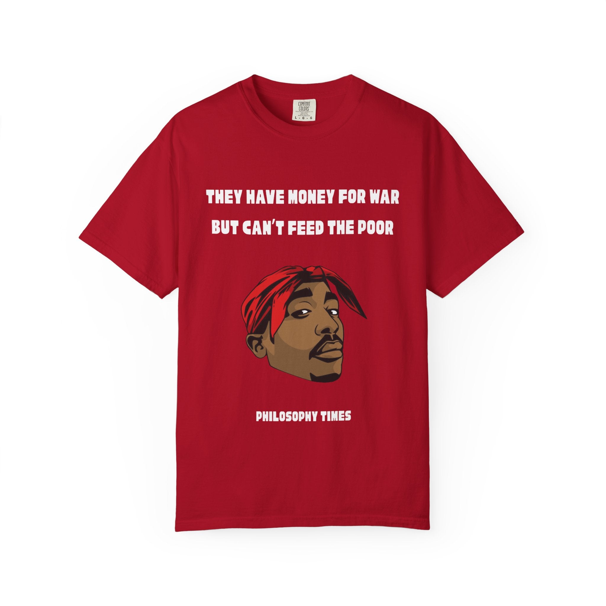 Tupac Red t-shirt with graphic and text on a white background